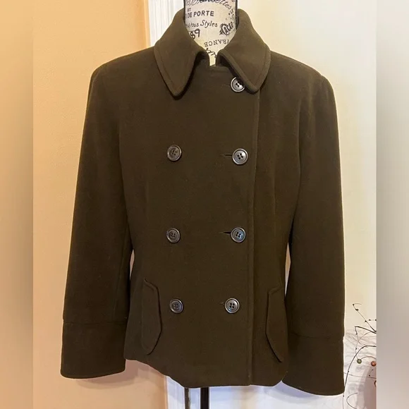 ‼️SOLD‼️ Esprit PEA COAT- Wool- Ladies Classic Chocolate Brown- XL w/ Scarf 🧣 - Picture 2 of 16